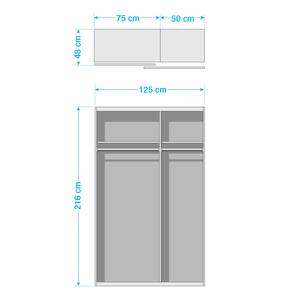 Armoire à portes coulissantes Budget Blanc polaire - 125 cm - 1 miroir - Blanc polaire - 125 x 48 cm - 1 miroir