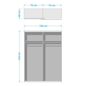 Zweefdeurkast Budget poolwit - 150 cm - 1 spiegel - Poolwit - 150 x 48 cm - 1 spiegeldeur