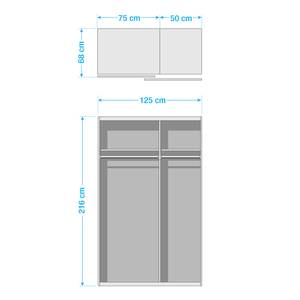 Schwebetürenschrank Budget Polarweiß - 125 cm - 2 Spiegel - Polarweiß - 125 x 68 cm - 2 Spiegeltüren
