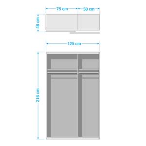 Schwebetürenschrank Budget Sonoma-Eiche - 125 cm - 2 Spiegel - Eiche Sonoma Dekor - 125 x 48 cm - 2 Spiegeltüren