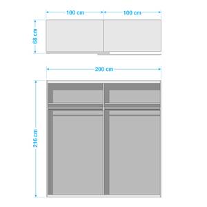 Schwebetürenschrank Budget Polarweiß - 200 cm - 2 Spiegel - Polarweiß - 200 x 68 cm - 2 Spiegeltüren