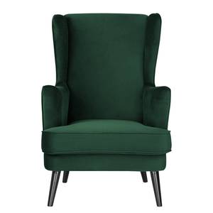 Oorfauteuil Limeri fluweel - Velours Criada: Donkergroen - Zonder hocker