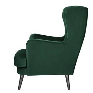 Oorfauteuil Limeri fluweel - Velours Criada: Donkergroen - Zonder hocker