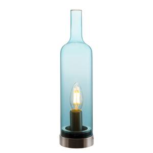 Tischleuchte Bottle Glas / Eisen - 1-flammig - Hochglanz Hellblau