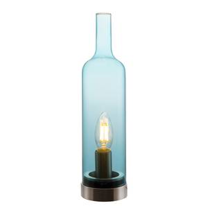 Tafellamp Bottle glas/ijzer - 1 lichtbron - Hoogglans lichtblauw