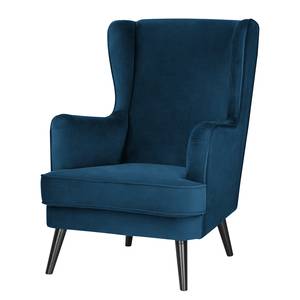 Oorfauteuil Limeri fluweel - Velours Criada: Marineblauw - Zonder hocker