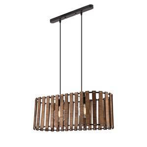 Hanglamp Modena deels massief eikenhout/ijzer - 2 lichtbronnen