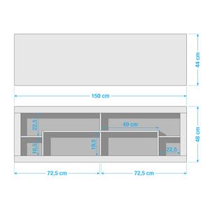 Tv-meubel Rock hoogglans wit/Wotan eikenhouten look - Breedte: 150 cm