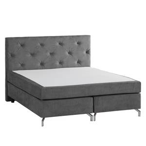 Boxspringbett Dogali Velours - Anthrazit - 180 x 200cm