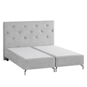 Boxspring Dogali velours - Lichtgrijs - 140 x 200cm