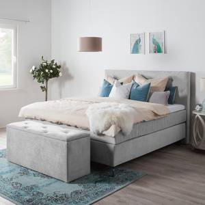 Lit boxspring Dogali Velours - Gris clair - 140 x 200cm