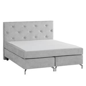 Boxspring Dogali velours - Lichtgrijs - 160 x 200cm