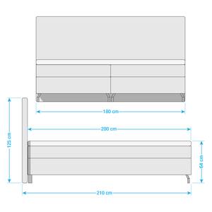 Boxspring Dogali velours - Lichtgrijs - 180 x 200cm