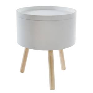 Table d'appoint Lande Partiellement en pin massif - Blanc / pin