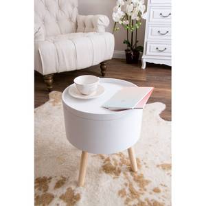 Table d'appoint Lande Partiellement en pin massif - Blanc / pin