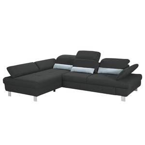 Ecksofa Granada Strukturstoff - Dunkelgrau - Longchair davorstehend links