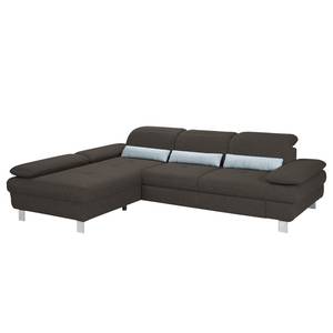 Ecksofa Granada Strukturstoff - Braun - Longchair davorstehend links