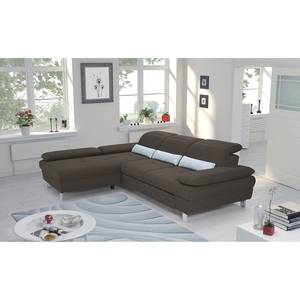 Ecksofa Granada Strukturstoff - Braun - Longchair davorstehend links