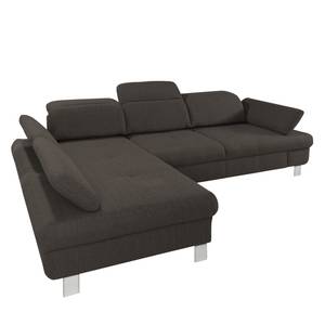 Ecksofa Granada Strukturstoff - Braun - Longchair davorstehend links