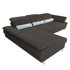 Ecksofa Granada Strukturstoff - Braun - Longchair davorstehend links