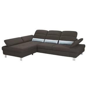 Ecksofa Granada Strukturstoff - Braun - Longchair davorstehend links