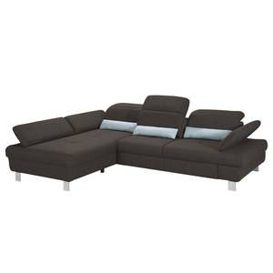 Ecksofa Granada Strukturstoff - Braun - Longchair davorstehend links