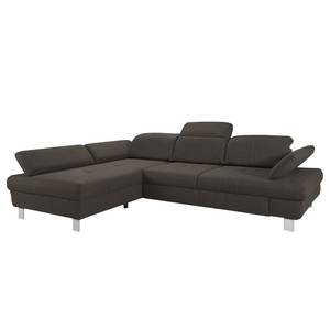 Ecksofa Granada Strukturstoff - Braun - Longchair davorstehend links