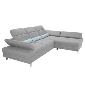 Ecksofa Granada Strukturstoff - Lichtgrau - Longchair davorstehend rechts