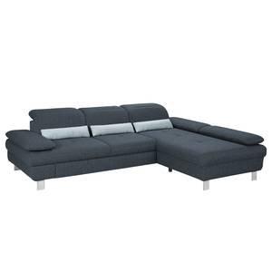 Ecksofa Granada Strukturstoff - Schiefergrau - Longchair davorstehend rechts