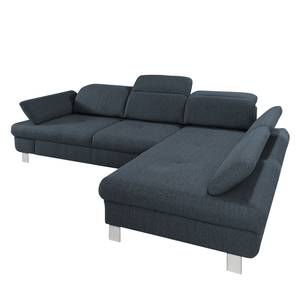 Ecksofa Granada Strukturstoff - Schiefergrau - Longchair davorstehend rechts