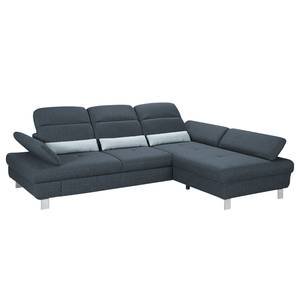 Ecksofa Granada Strukturstoff - Schiefergrau - Longchair davorstehend rechts