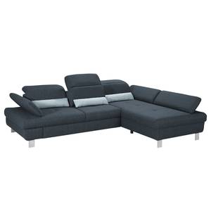 Ecksofa Granada Strukturstoff - Schiefergrau - Longchair davorstehend rechts