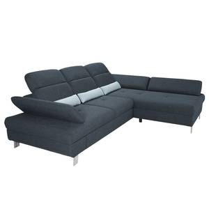 Ecksofa Granada Strukturstoff - Schiefergrau - Longchair davorstehend rechts