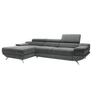 Ecksofa Morelia III Microfaser - Grau - Longchair davorstehend links - Ohne Schlaffunktion