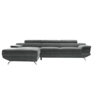 Ecksofa Morelia III Microfaser - Grau - Longchair davorstehend links - Ohne Schlaffunktion