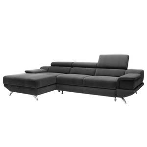 Ecksofa Morelia III Microfaser - Dunkelgrau - Longchair davorstehend links - Mit Schlaffunktion