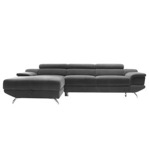 Ecksofa Morelia III Microfaser - Dunkelgrau - Longchair davorstehend links - Mit Schlaffunktion