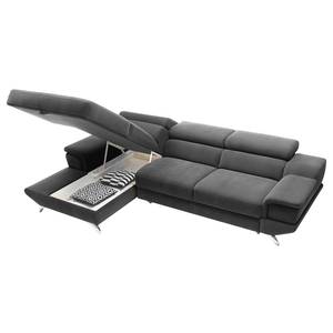 Ecksofa Morelia III Microfaser - Dunkelgrau - Longchair davorstehend links - Mit Schlaffunktion