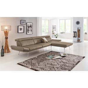 Ecksofa Gracias Echtleder - Schlamm - Longchair davorstehend rechts