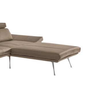 Ecksofa Gracias Echtleder - Schlamm - Longchair davorstehend rechts