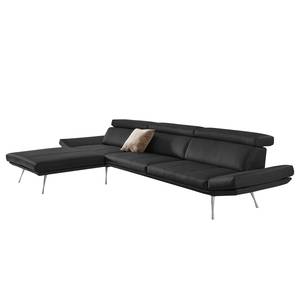 Ecksofa Gracias Echtleder - Schwarz - Longchair davorstehend links