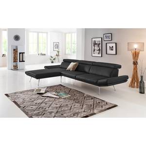 Ecksofa Gracias Echtleder - Schwarz - Longchair davorstehend links