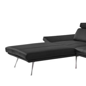 Ecksofa Gracias Echtleder - Schwarz - Longchair davorstehend links