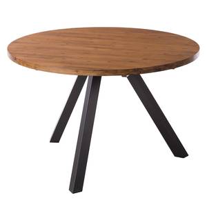 Eettafel MANCHESTER - rond massief acaciahout/metaal - Diameter: 120 cm