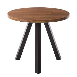 Eettafel MANCHESTER - rond massief acaciahout/metaal - Diameter: 90 cm