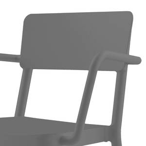 Chaises Lisboa (lot de 2) Matière plastique - Gris foncé - Avec accoudoirs