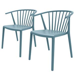 Chaises à accoudoirs Woody (lot de 2) Bleu Gris - Sans coussin d’assise