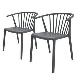 Chaises à accoudoirs Woody (lot de 2) Gris foncé - Sans coussin d’assise