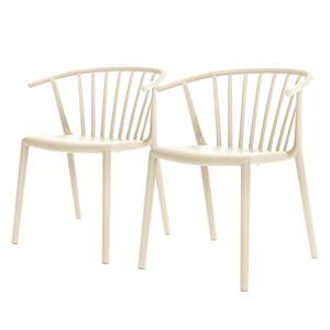 Chaises à accoudoirs Woody (lot de 2) Crème - Sans coussin d’assise