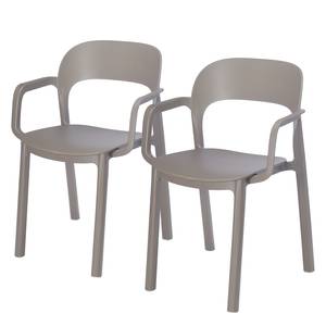 Eetkamerstoelen Ona (2-delige set) kunststof - Gemêleerd beige - Met armleuningen